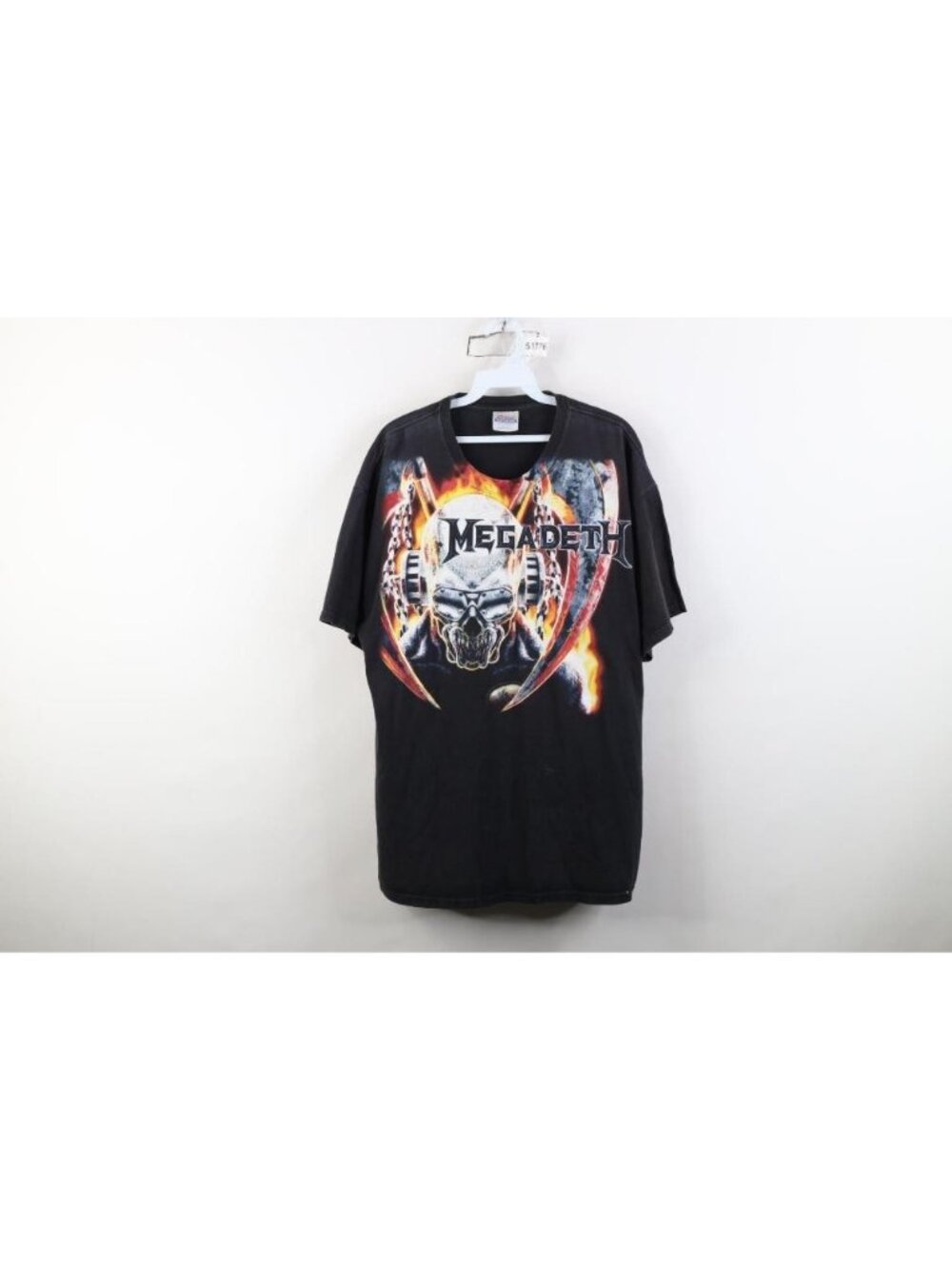 Vintage 90s Y2K Mens XL Faded Vic Rattlehead Megadeth Band T-Shirt Black Cotton